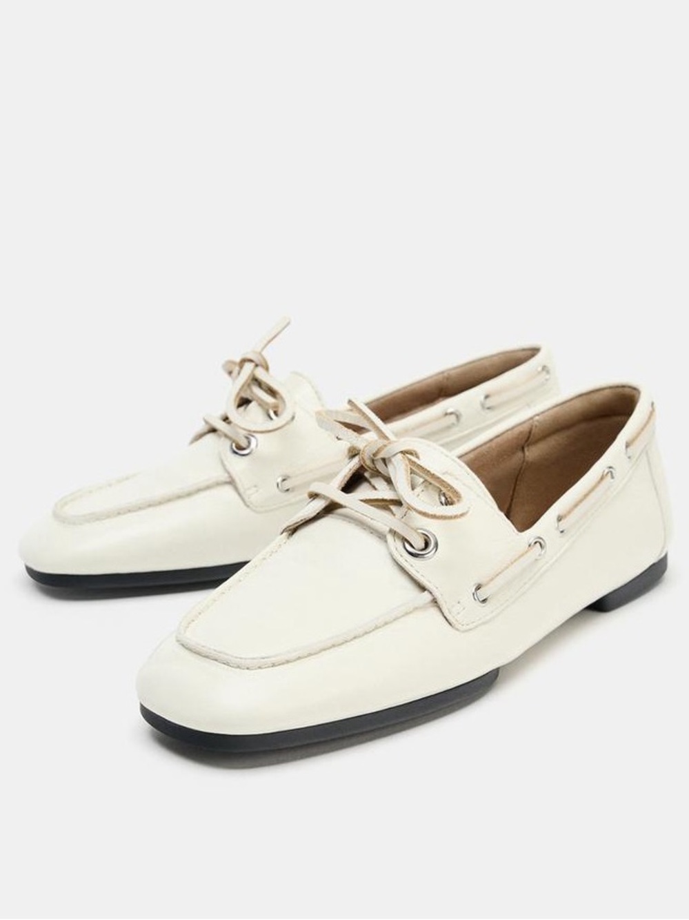 ZARA LEATHER LOAFERS WITH EYELETS